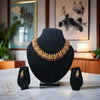 Ruby Elegance, Antique Gold-Plated Choker Necklace with Matching Earrings