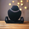 Sapphire Shine-Silver-Plated Blue Stone Choker Necklace with Matching Earrings.