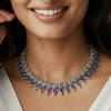 Sapphire Shine-Silver-Plated Blue Stone Choker Necklace with Matching Earrings.