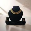 Emerald Glow-Antique Gold-Plated Floral Choker Necklace with Matching Earrings