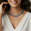 Sapphire Shine-Silver-Plated Blue Stone Choker Necklace with Matching Earrings.