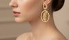 Golden  Leaf Oval Earrings