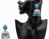 Aqua Bloom Silver Jhumkas