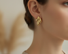 Curved Gold Drop Earrings