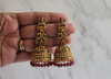 Antique Gold Temple red Jhumka Earring