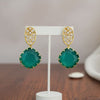 Antique Gold Plated Green Statement Earrings