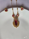 Matte Gold Polish Crimson Ruby Pendant Set
